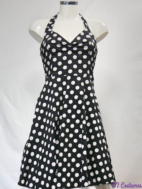 Robe noire à pois coupe années 50