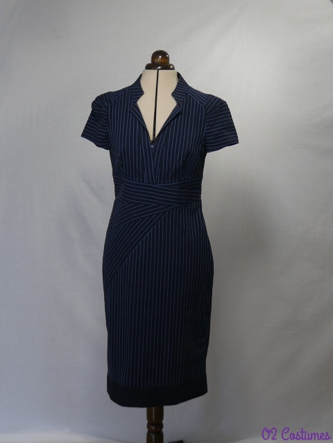 Robe Haut Femme Johnnie B By Boden - Rayée Bleue Et Blanche, Taille Medium, Manches 3/4, Stretch, Occasion Très Bon état