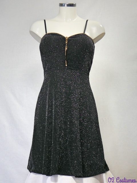 robe de soirée courte noire à paillettes dorées