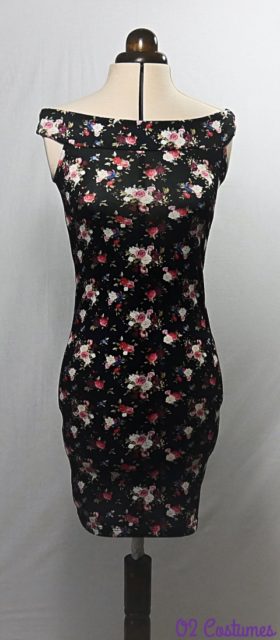 robe courte moulante noire à fleurs